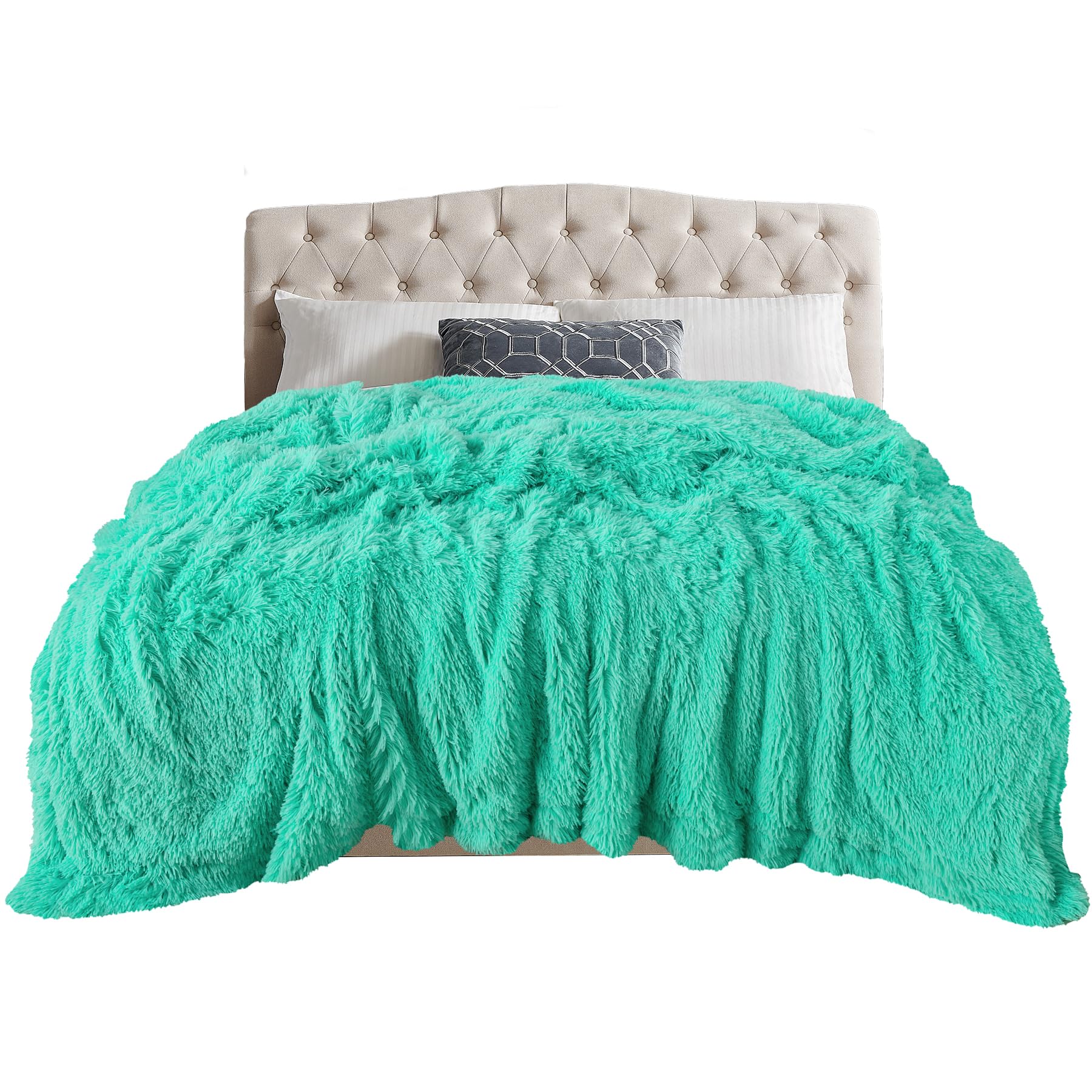 Toonow Extra Soft Fuzzy Faux Fur Blanket Twin Size 70''X78'', Reversible Lightweight Plush Fuzzy Cozy Soft Blankets And Throws F