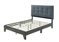 Hodedah Bed with Upholstered Headboard and Wooden Frame Platform, Full, Grey (HI681 Full Grey)