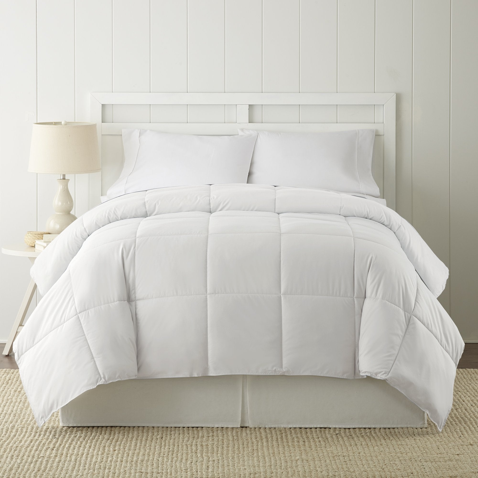 Modern Threads Down Alternative Microfiber Quilted Reversible Comforter & Duvet Insert - Soft, Comfortable Alternative To Goose Down - Bedding For All Seasons White/White Full/Queen