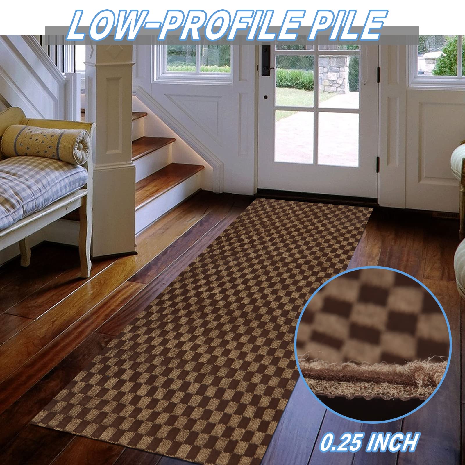 Freadem Runner Rugs 2' X 18' Indoor Outdoor Carpet Runner, Area Rugs With Anti-Slip Rubber Backing For Aisle Hallway Balcony Gar