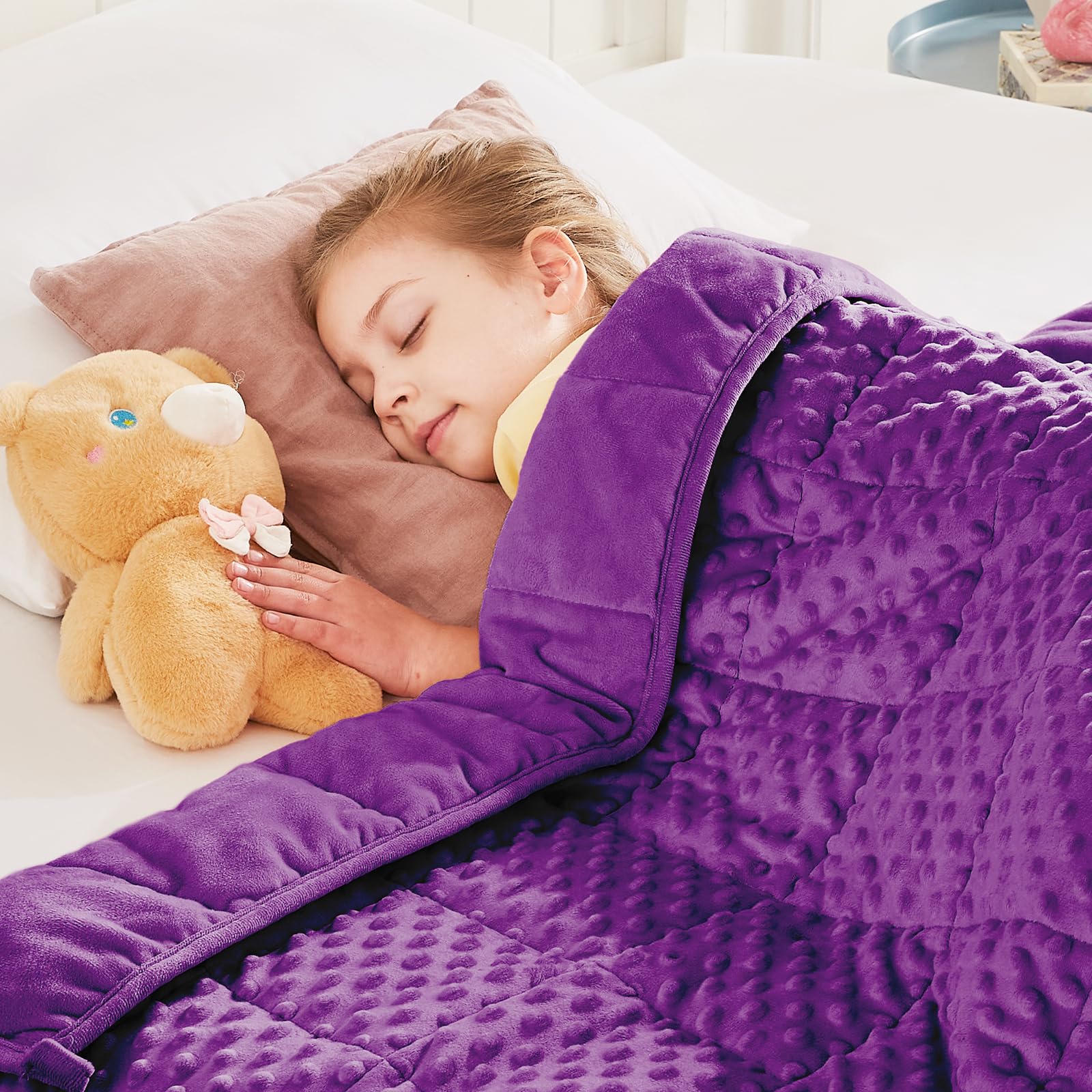 HOSUKKO Weighted Blanket - 10 lbs Purple Thciken Heavy Blanket - Small Size Breathable Comfortable Blanket(50 * 60 inches, 10 lb
