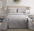 Mk Collection 3Pc King/California King Solid Embossed Bedspread Bed Cover Over Size Silver 118' X 106' New