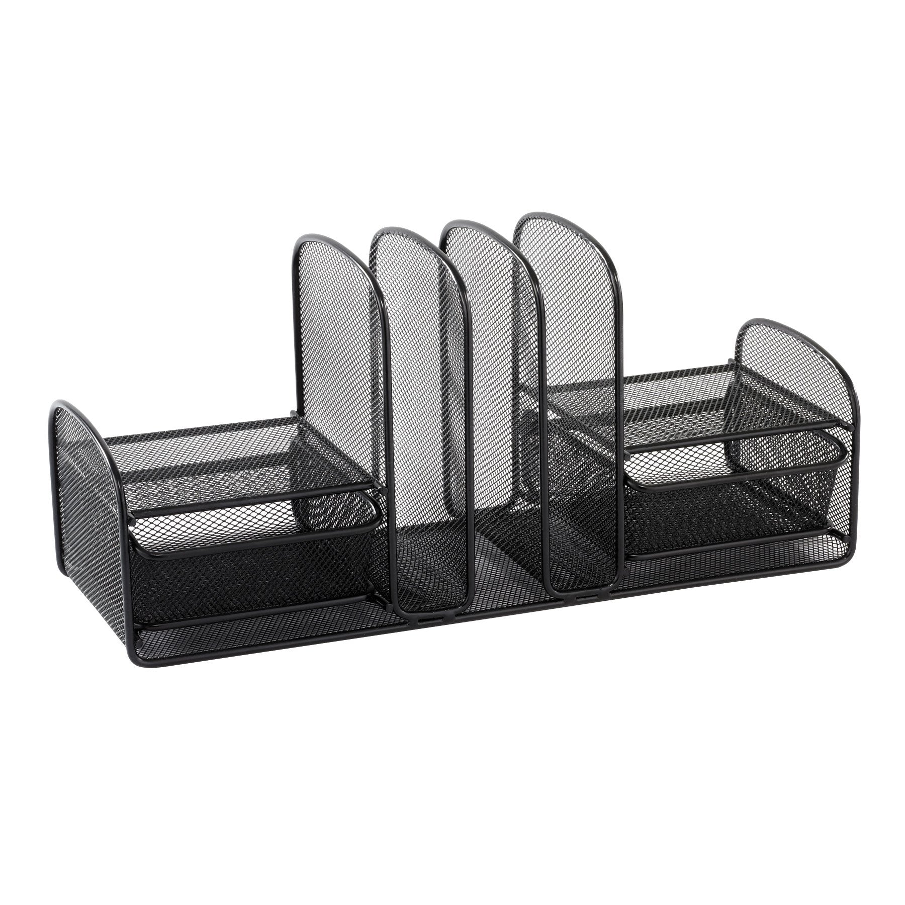 Safco Product 3263Bl Onyx Mesh Desk Organizer With Three Vertical Sections, Two Baskets, Home, Office & Classroom Organization B