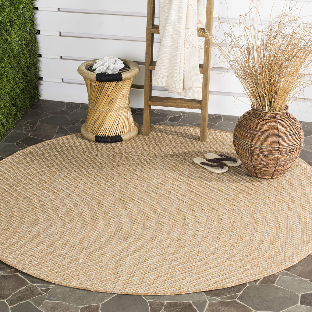 Safavieh Courtyard Collection Area Rug - 10' Round, Natural & Cream, Non-Shedding & Easy Care, Indoor/Outdoor & Washable-Ideal F