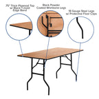 Flash Furniture Gael 5-Foot Rectangular Wood Folding Banquet Table With Clear Coated Finished Top