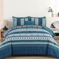 Boho Queen Comforter Set 8 Pieces, Teal Blue Comforter Bohemian Striped Bed In A Bag,Soft Microfiber Bedding Set For All Seasons