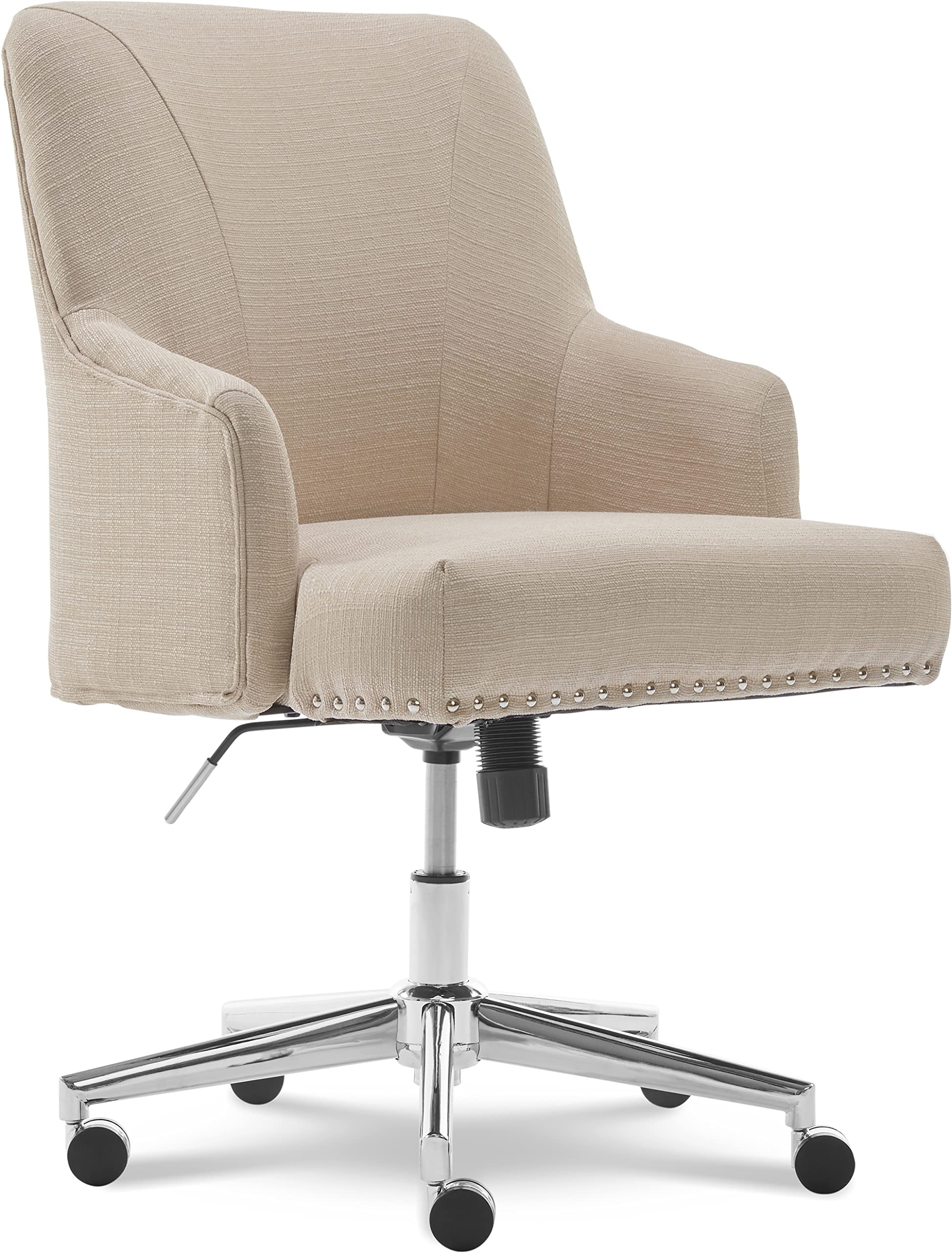 Serta Leighton Home Office Memory Foam, Height-Adjustable Desk Accent Chair with Chrome-Finished Stainless-Steel Base, Stoneware