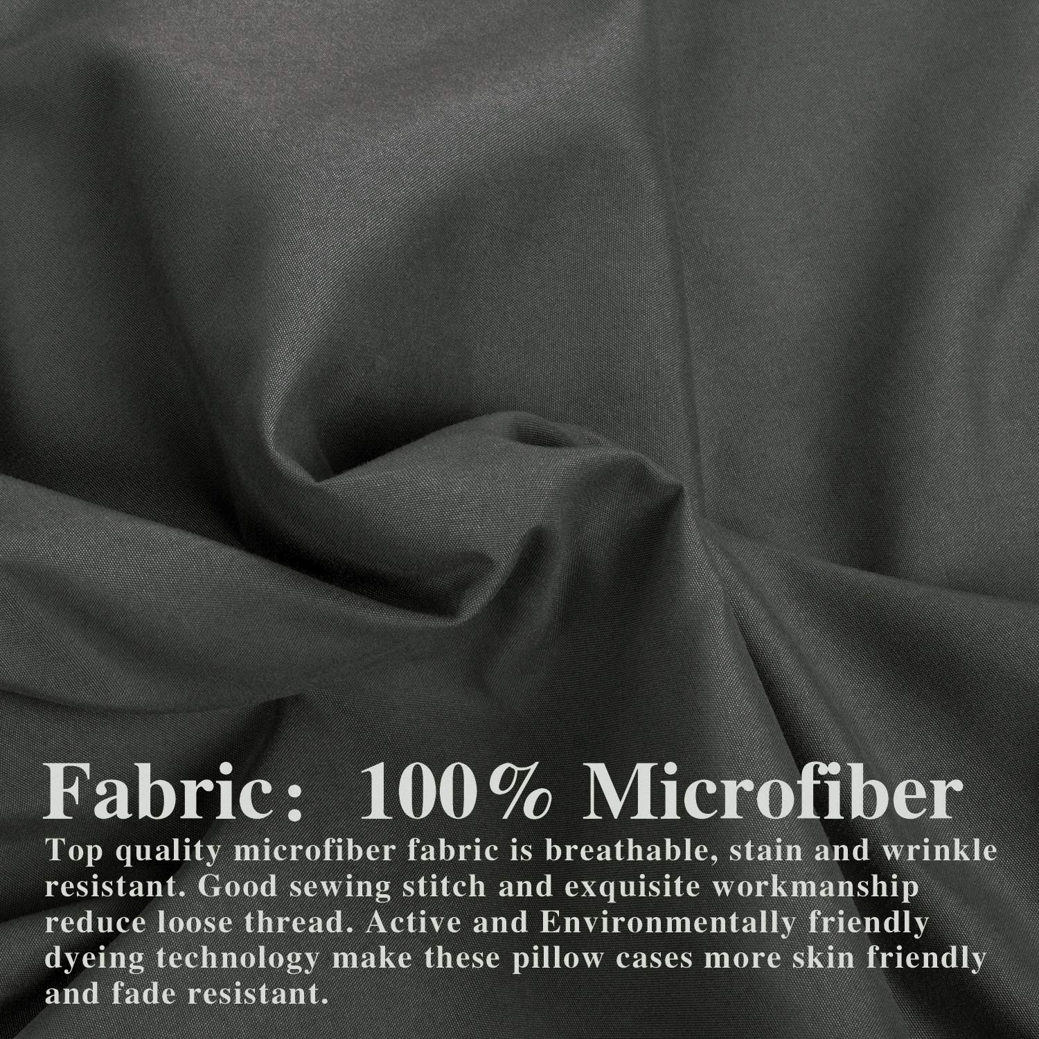 Ntbay 100% Brushed Microfiber King Pillow Shams Set Of 2, Super Soft And Cozy, Wrinkle, Fade, Stain Resistant 20X36 Inches Oxford Pillowcases, Dark Grey