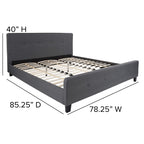 Flash Furniture Tribeca King Size Tufted Upholstered Platform Bed In Dark Gray Fabric