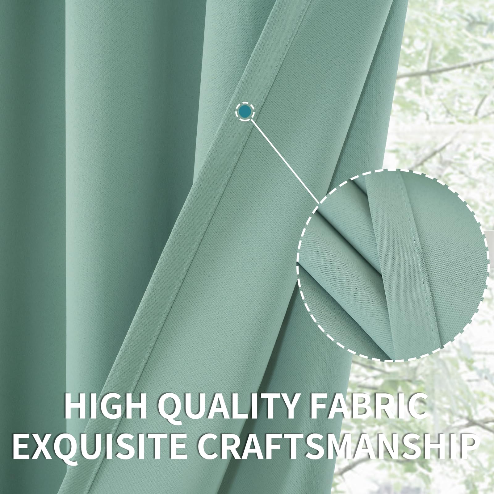 BGment Light Sage Blackout Curtains, 42"x40", 2 Panels, Rod Pocket Thermal Insulated Drapes for Bedroom Kitchen