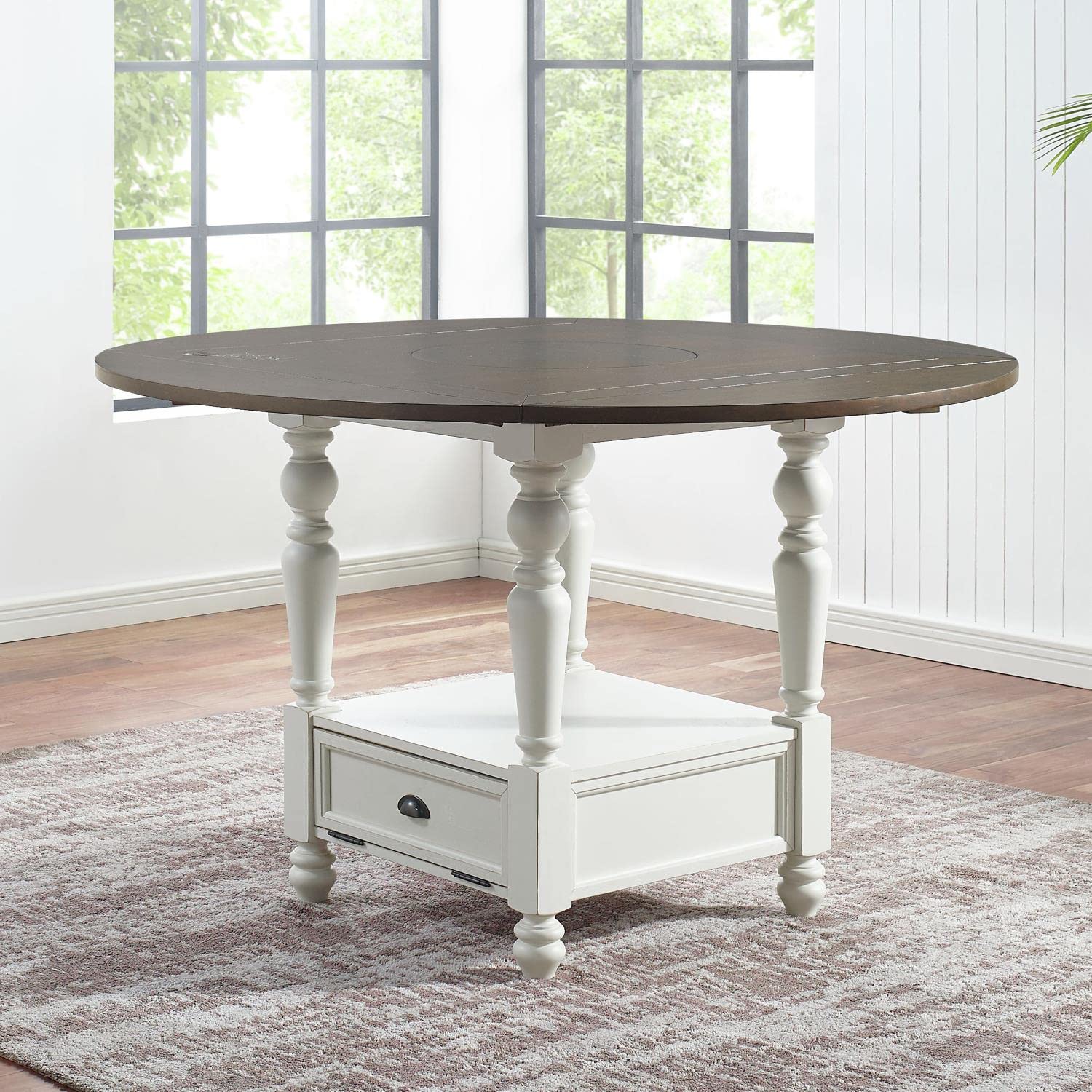Steve Silver Joanna Two-Tone Ivory and Dark Oak 9-Piece Counter Height Set
