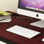 Shw Home Office 55-Inch Large Computer Desk, 24' Deep, Black/Cherry
