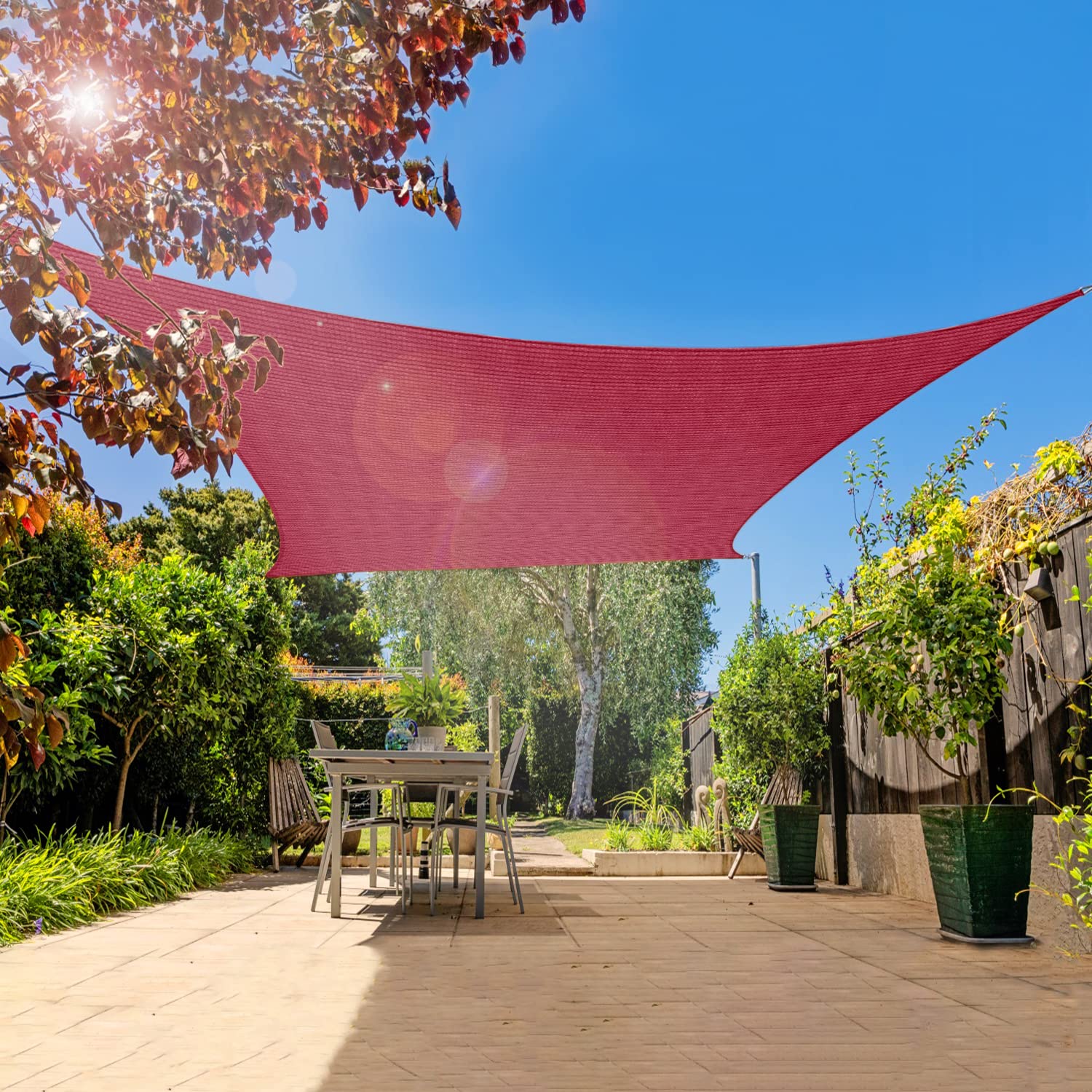 Infrange 17' X 18' Rectangle Sun Shade Sails Canopy Uv Block For Patio Deck Pergola Yard Lawn Outdoor Activities (Red)