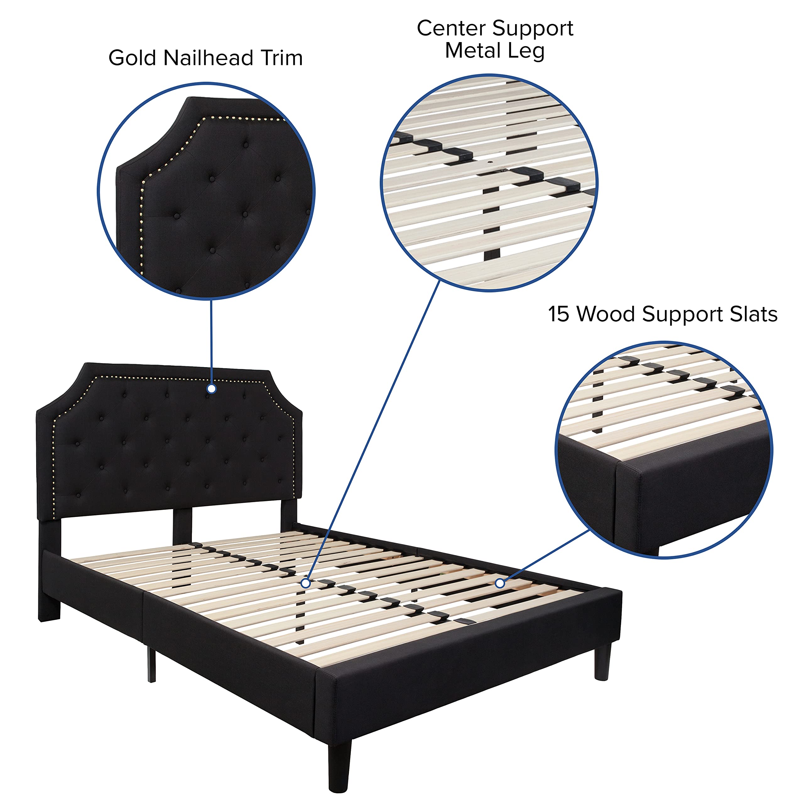 Flash Furniture Brighton Full Size Tufted Upholstered Platform Bed In Black Fabric