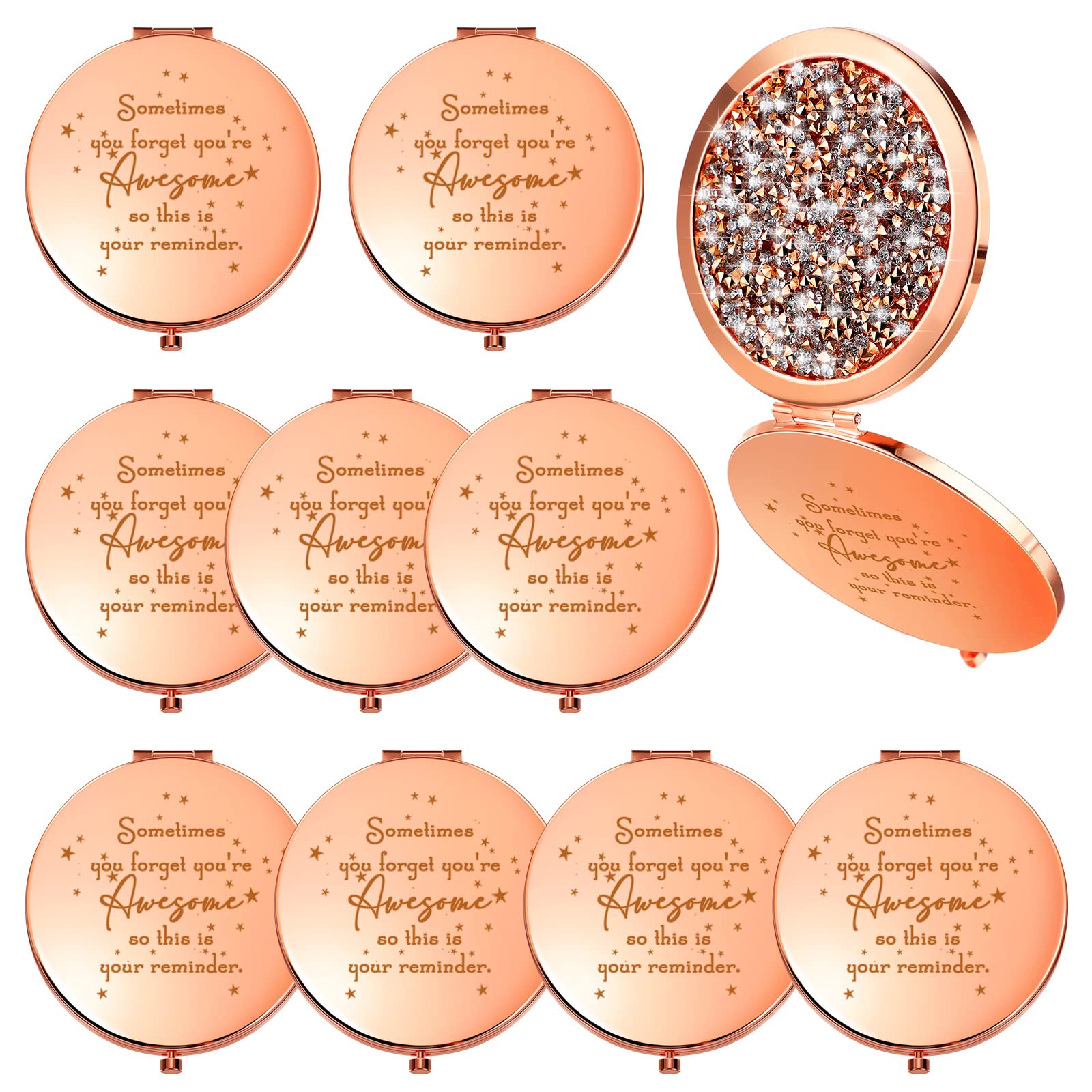 10 Pcs Inspirational Compact Mirror Sometimes You Forget You're Awesome Appreciation Thank You Gifts for Women Employee Coworker