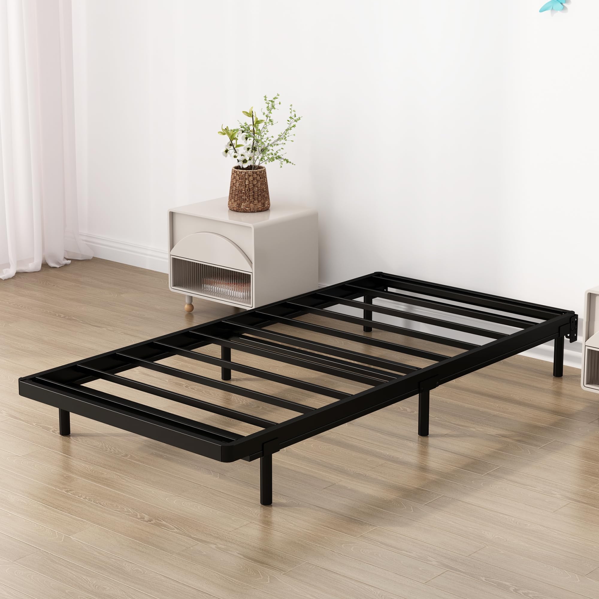 Upcanso Twin Box Spring Bed Base 2 Inch, Low Profile Metal Boxspring Twin Bunkie Board 2 Inch, 2000 Lbs Max Weight Capacity Mattress Foundation, Noise-Free, Easy Assembly