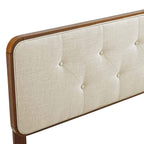 Modway Mod-6233-Wal-Bei Collins Tufted Full Fabric And Wood Headboard, Walnut Beige