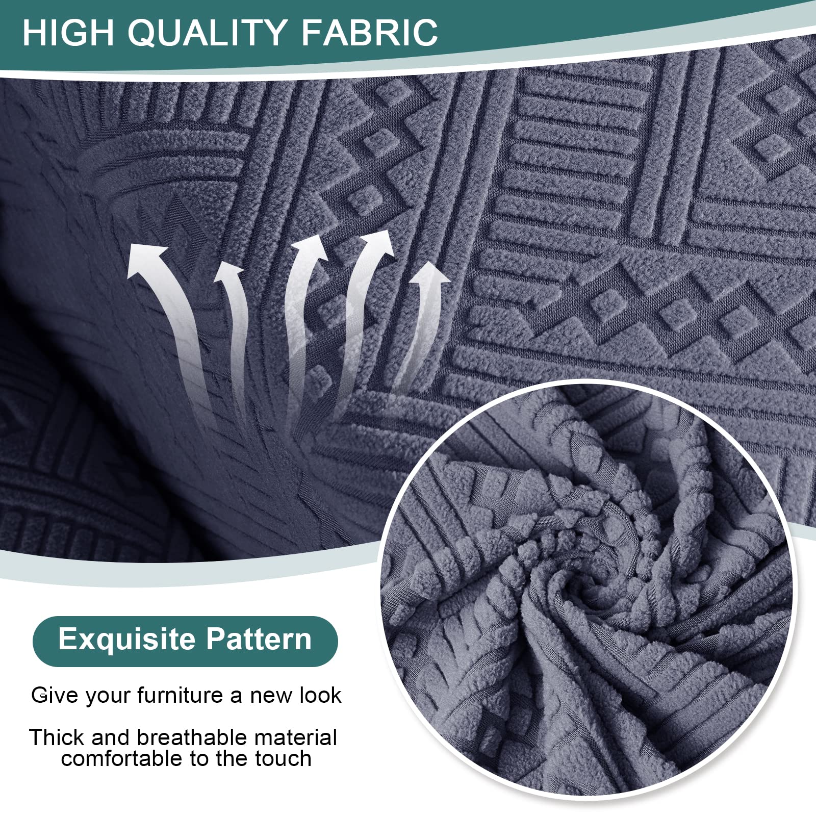 Ruaozz Stretch Loveseat Recliner Covers With Console 4-Pieces Recliner Sofa Covers With Pockets Jacquard Reclining Couch Covers