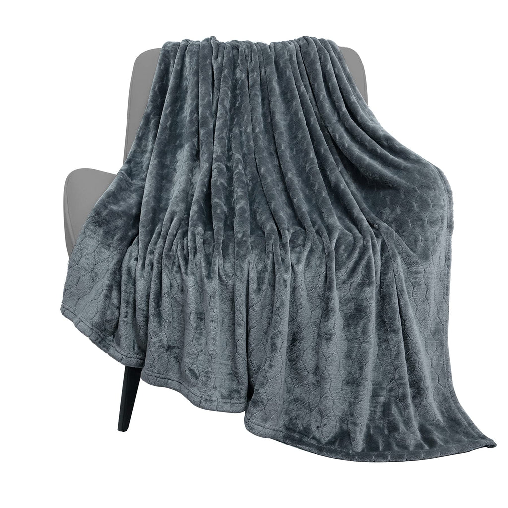 Toonow Fleece Blanket Textured Fuzzy Plush Throw Blanket Super Soft Fluffy Bed Blanket Geometric Pattern Comfy Microfiber Flanne