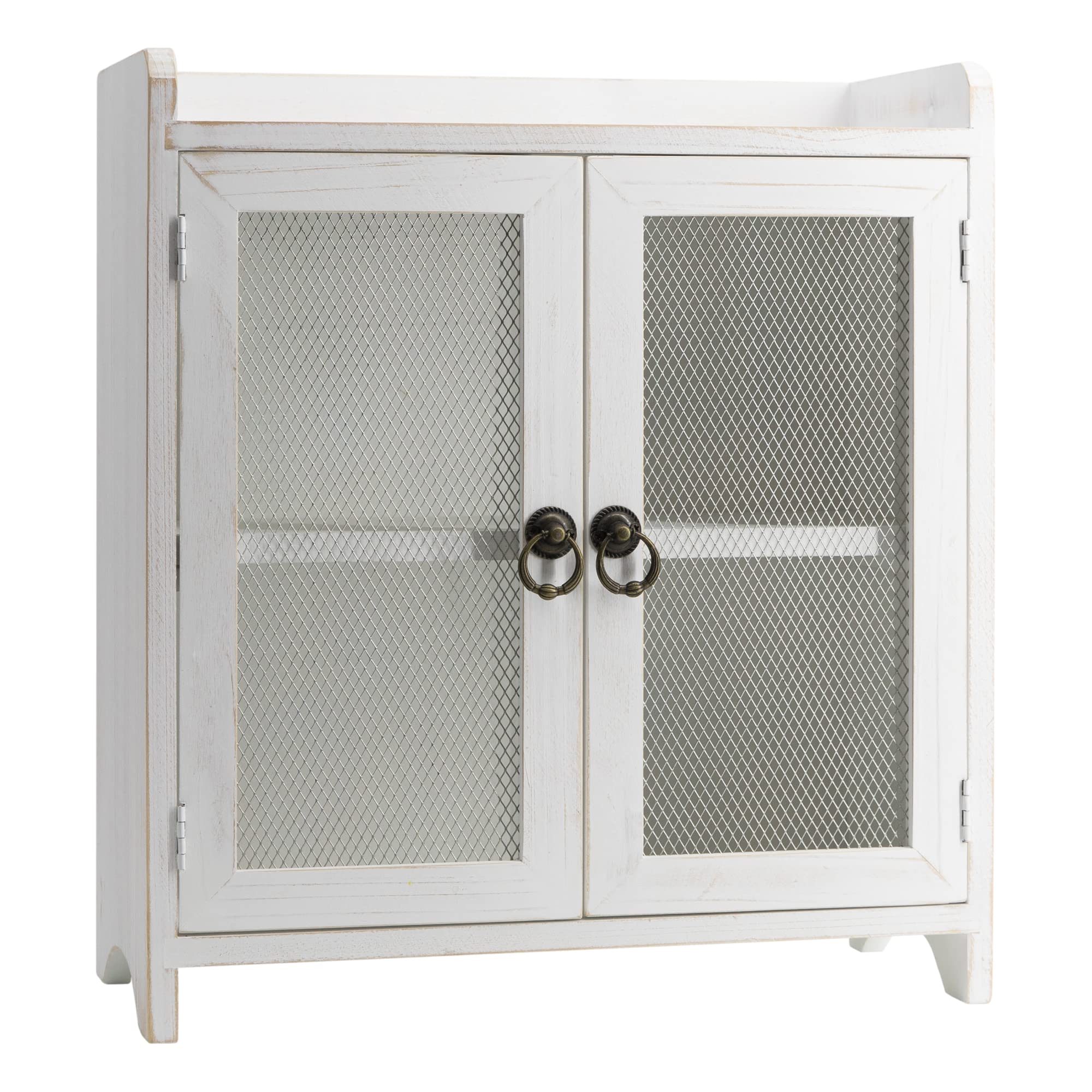 Collective Home - 2 Tiered Storage Cabinet, Countertop Cabinet, Wood Organizer For Kitchen Living Room Bedroom Bathroom Office With Magnetic Door, 15.75 X 14.5 X 6.5, White, 02