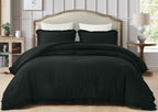 Chezmoi Collection Nora Black Comforter Set Twin Size 2-Piece Lightweight Soft Fluffy Ruffled Edge Trim Stone-Washed Microfiber