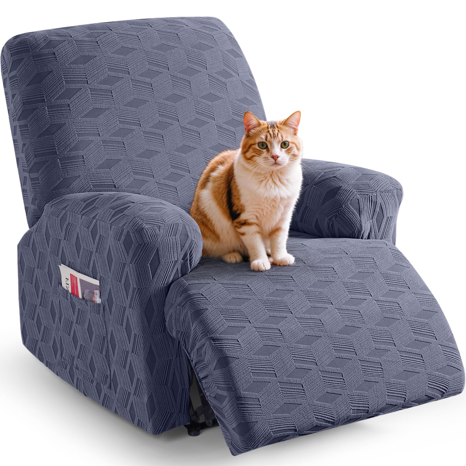 Taococo Recliner Cover 3 Pieces Recliner Chair Covers, Stretch Jacquard Reclining Chair Cover, Furniture Protector Sofa Slipcove