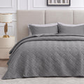 Love's cabin Quilts for Queen Bed Grey Bedspreads Bedding Set - Summer Quilt Lightweight Microfiber Bedspread - Wave Pattern Bed
