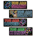 YLOLUL 4 Pieces Neon Gaming Decor for Boys Room Wooden Video Game Wall Art Print 15.7 X 5.1 Inch Motivational Quote Gamer Hangin