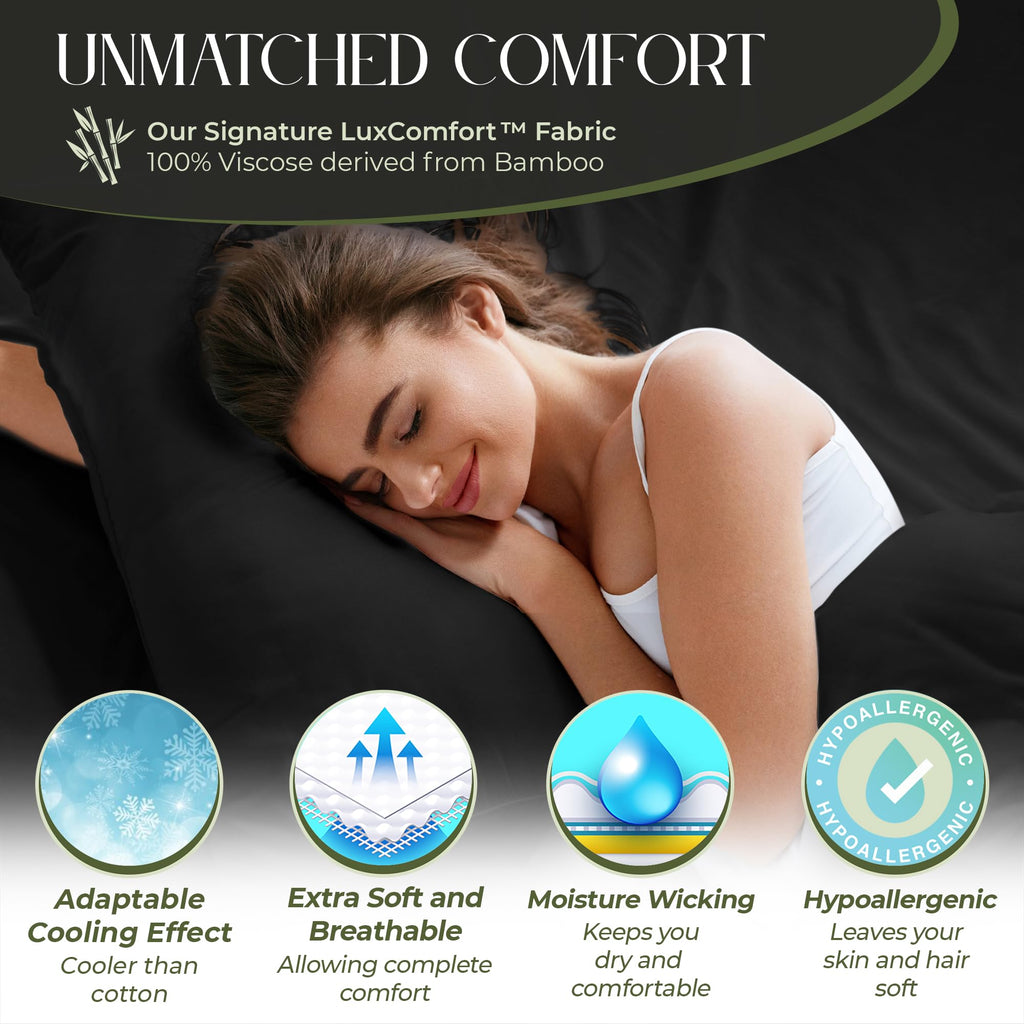 Decolure 100% Organic Viscose Derived From Bamboo Sheets King Size 4Pcs - Ultra Soft & Luxuriously Cooling, 17'' Deep Pocket, Do