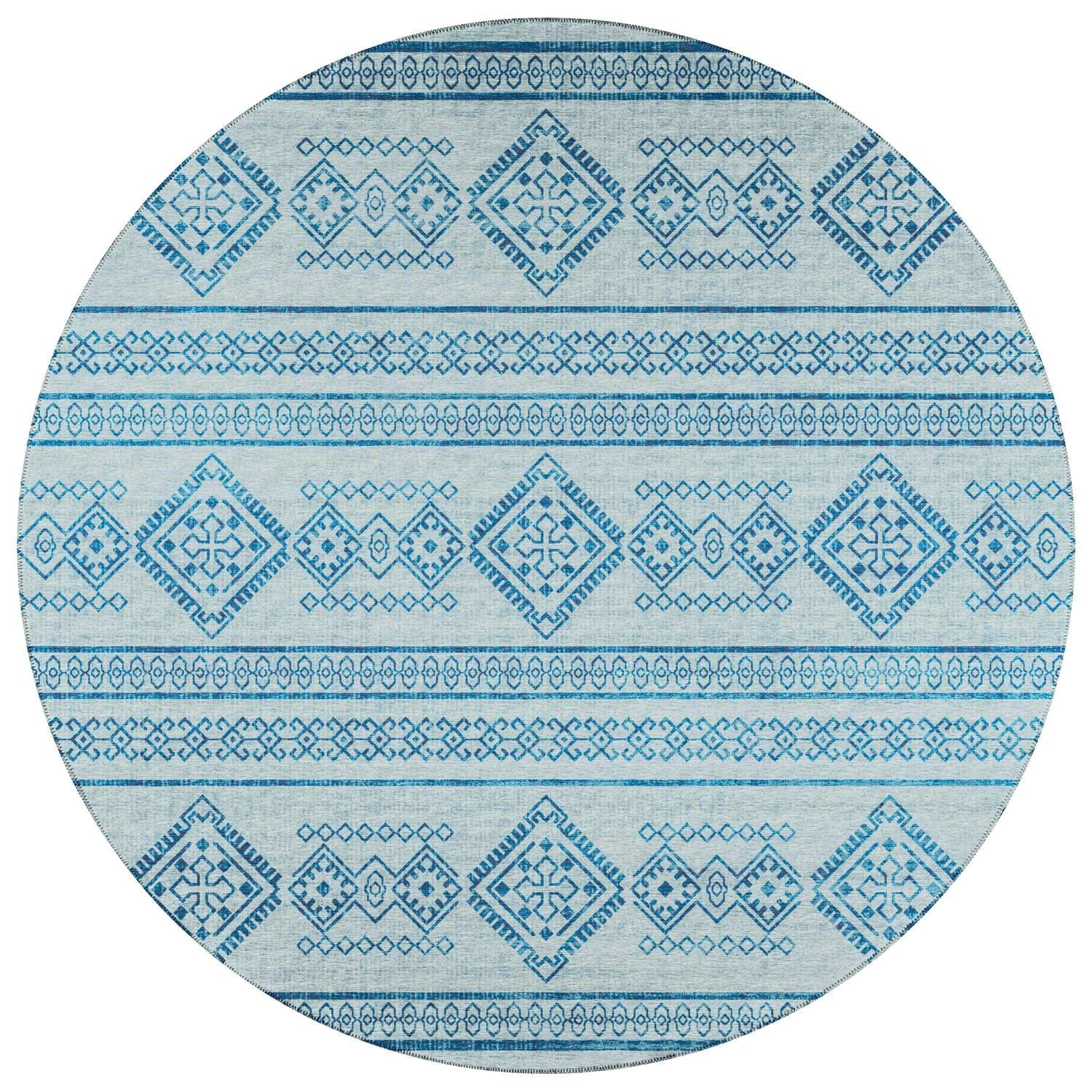 Sedona Sn14 Blue Transitional Rug Round 8' X 8'