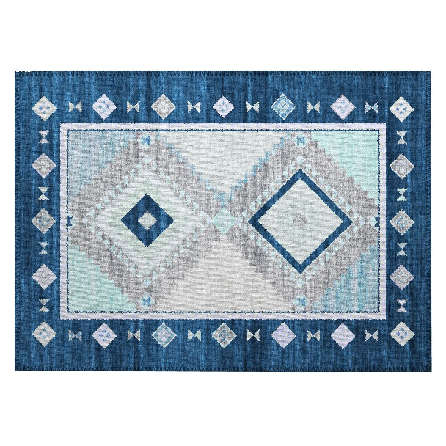 Phoenix Ph2 Blue Southwestern Rug Rectangle 3' X 5'