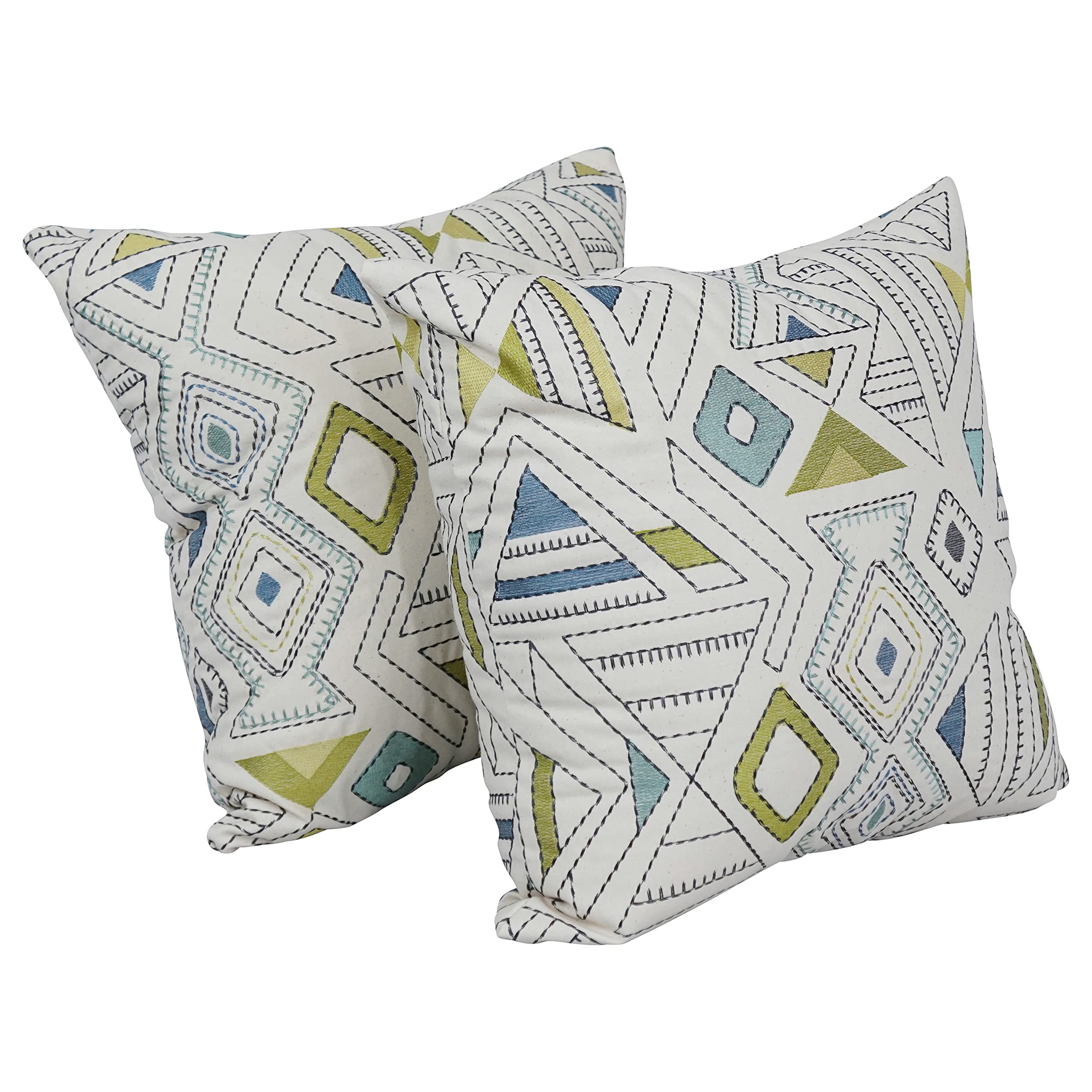Blazing Needles Square Cotton Jacquard Throw Pillows, 17", Barista Minera 2 Count