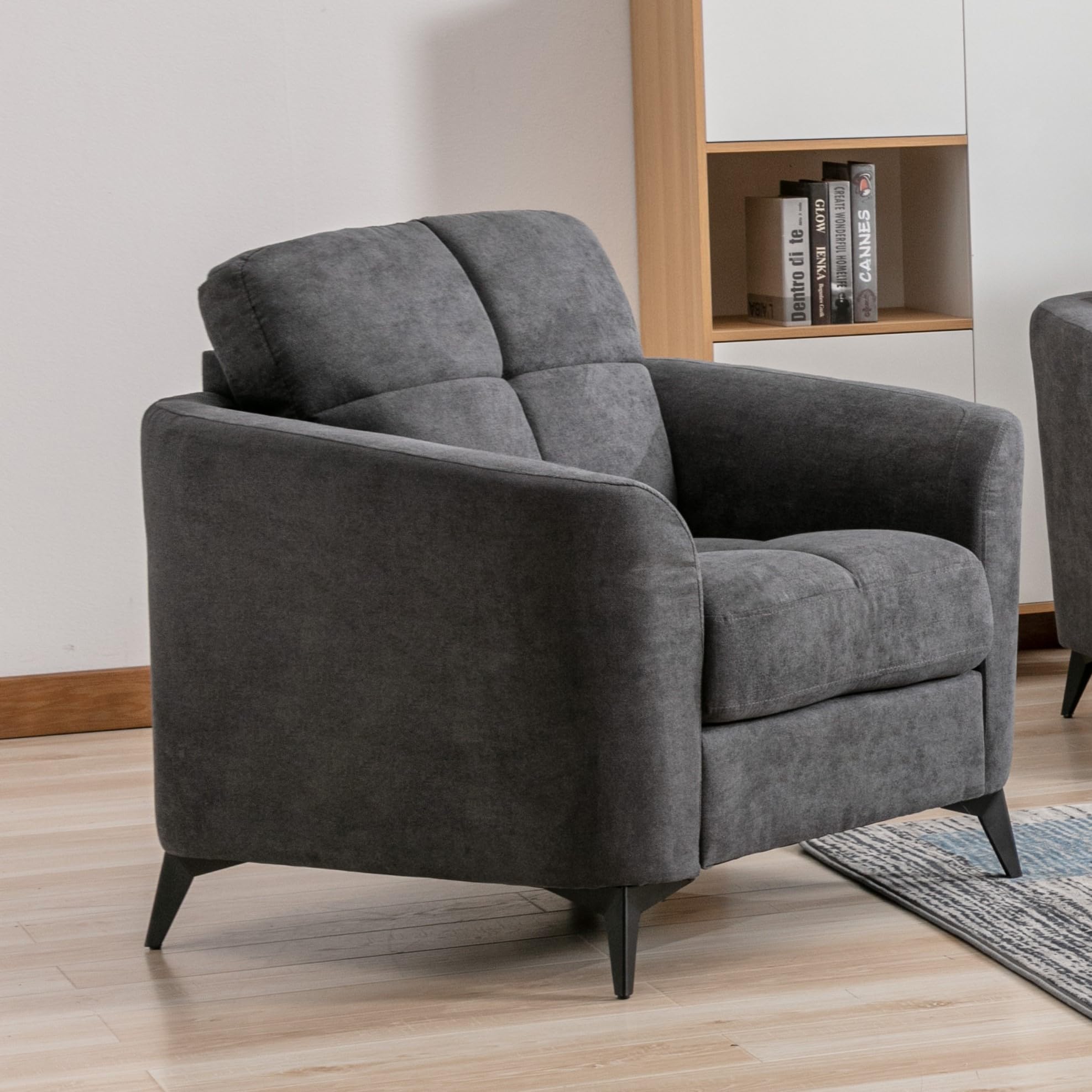 Lilola Home Callie Gray Velvet Fabric Chair