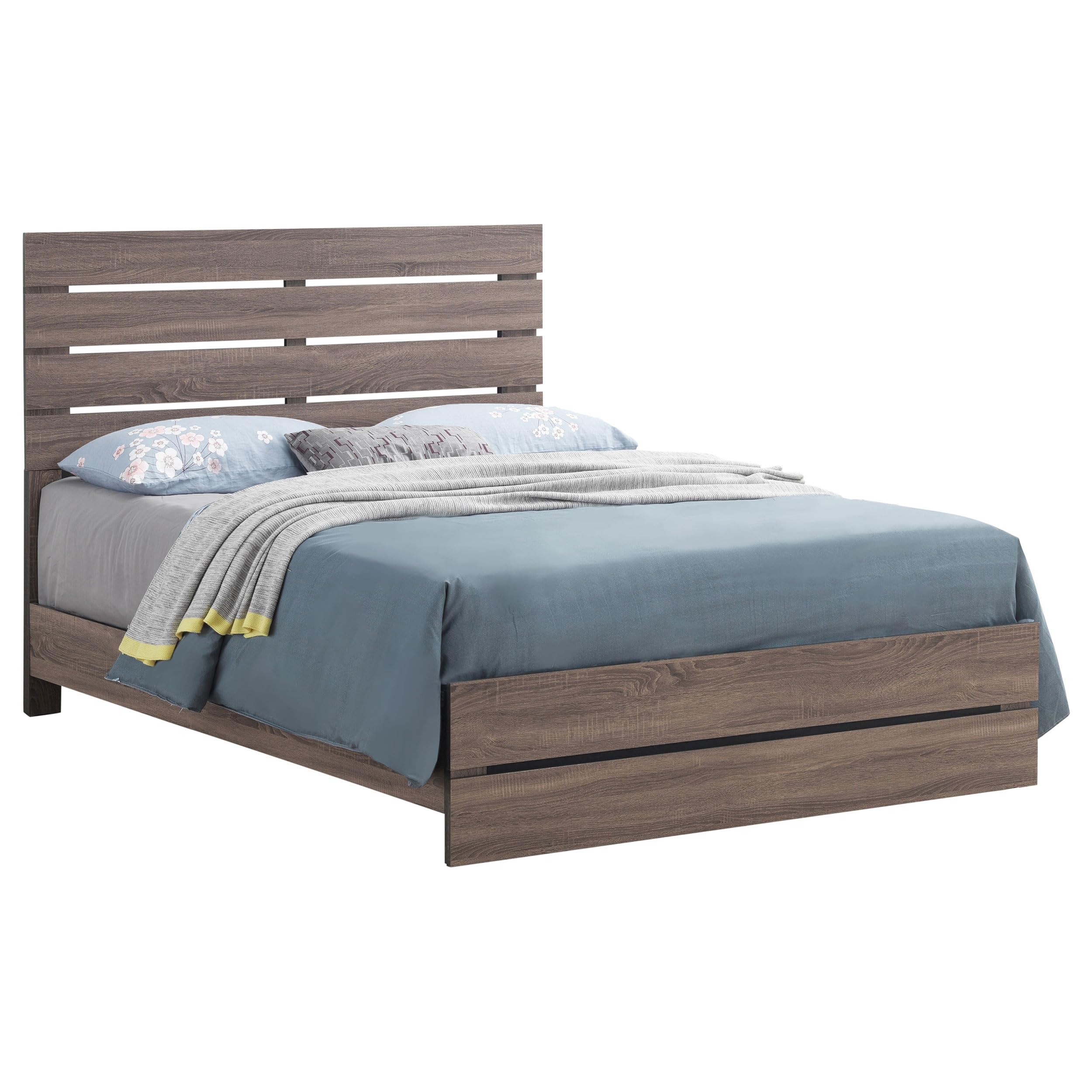 Coaster Home Furnishings Brantford Farmhouse Wood Queen Size Panel Bed Frame 52-inch Headboard Barrel Oak 207041Q