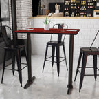 Flash Furniture Stiles 30'' x 42'' Rectangular Mahogany Laminate Table Top with 5'' x 22'' Bar Height Table Bases