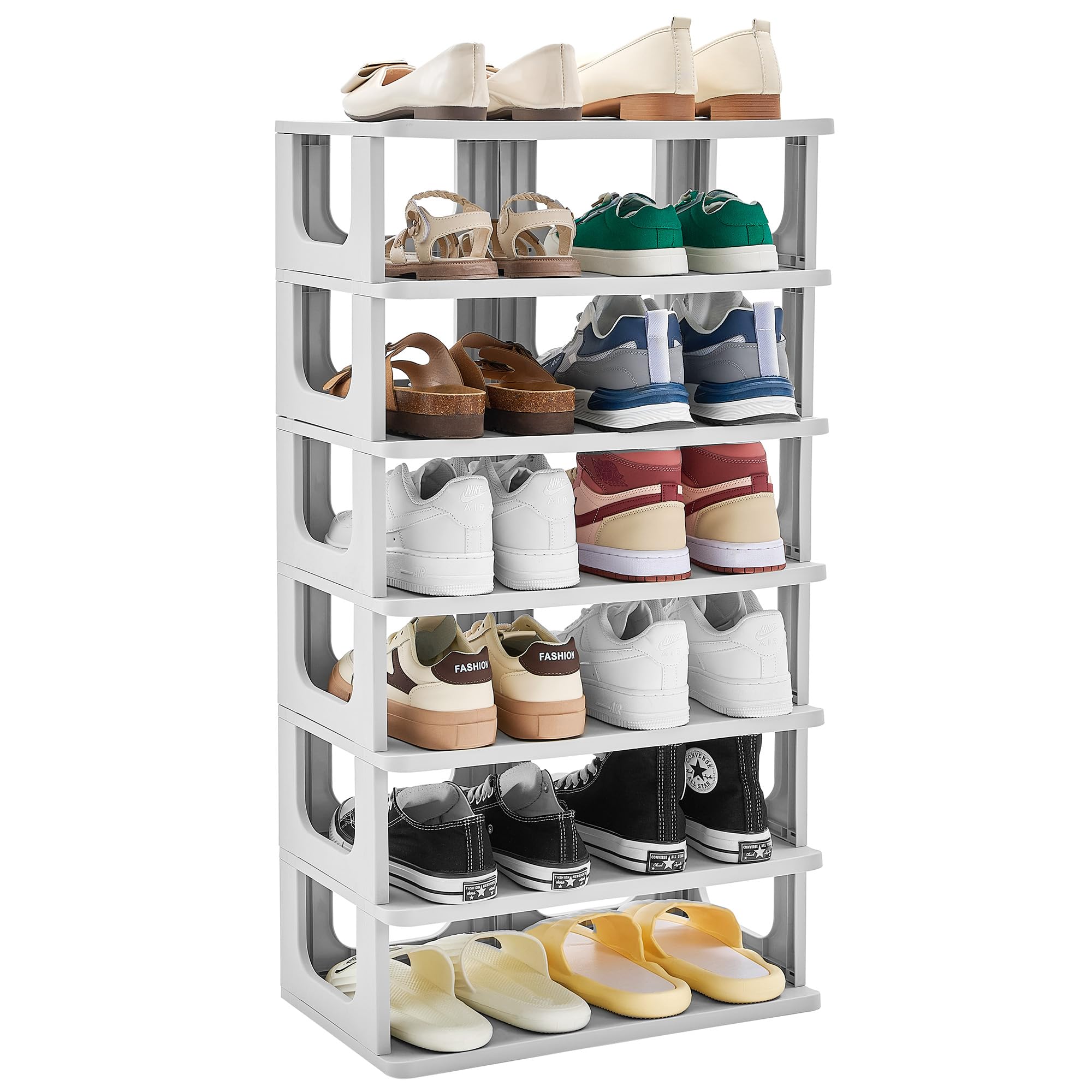 Trzz 7-Tier Small Shoe Rack For Entryway, Diy Small Shoe Organizer, Removable Partition Mini Shoe Shelf For Closet, Small Space