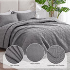 Love'S Cabin King Size Quilt Bedding Set Grey Bedspreads - Bed Summer Quilt Lightweight Microfiber Bedspread- Wave Pattern Beddi