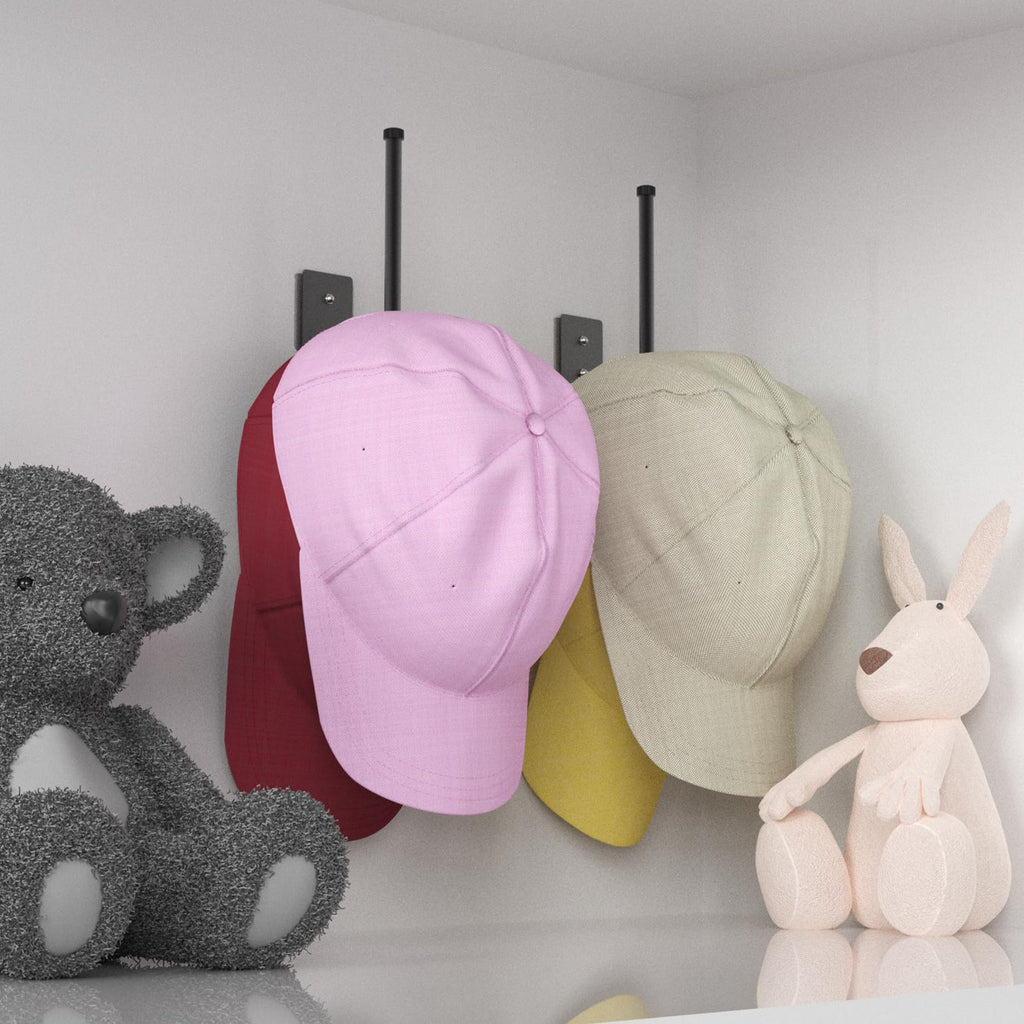 Durmmur 2 Pack Black Stainless Steel Hat Racks for Baseball Caps - Strong Adhesive/Wall Drilled Hat Organizer for Bedroom, Closet