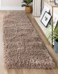 Rugs.com Infinity Collection Solid Shag Area Rug 6 Ft Runner Khaki Shag Rug Perfect for Hallways, Entryways