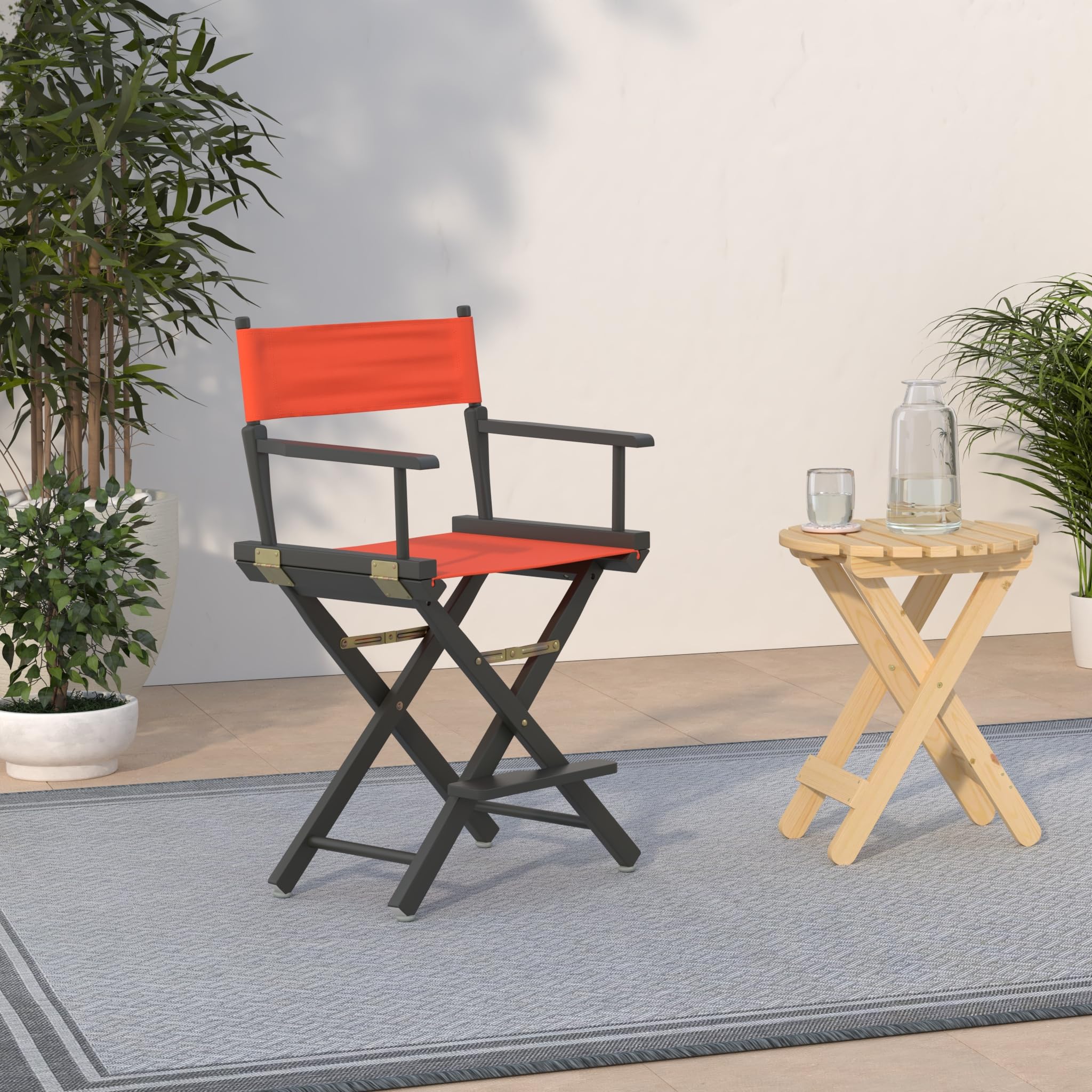 Casual Home 24" Director's Chair Black Frame-with Orange Canvas, Counter Height