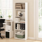 Furinno Gehry 5-Tier Bookcase, Bookshelf with Adjustable Shelves, White
