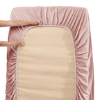 Nestl Extra Deep Pocket Sheets - Fits Mattress 18-24 Inches Deep, Extra Deep Pocket Queen Sheets Sets, 4 Piece Queen Size Sheets, Queen Sheets Deep Pocket, Peach Beige