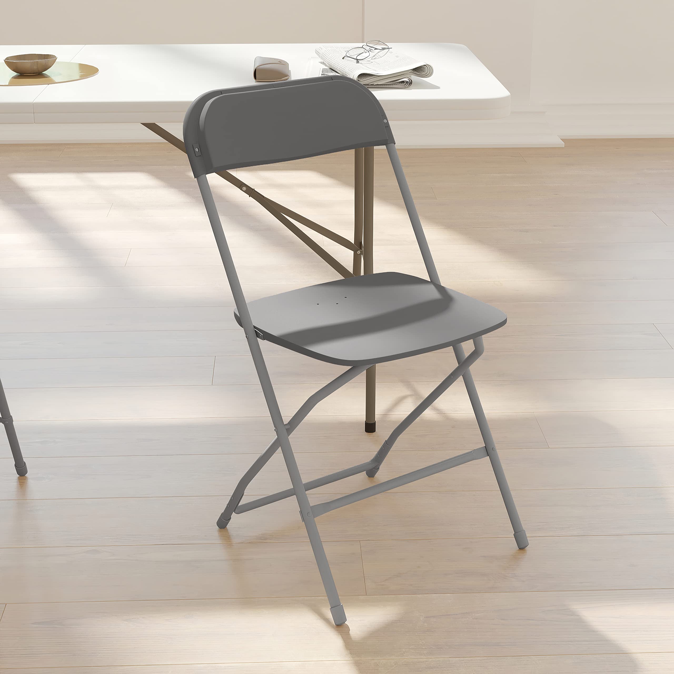 Flash Furniture Hercules™ Series Plastic Folding Chair - Grey - 6 Pack 650Lb Weight Capacity Comfortable Event Chair-Lightweight Folding Chair
