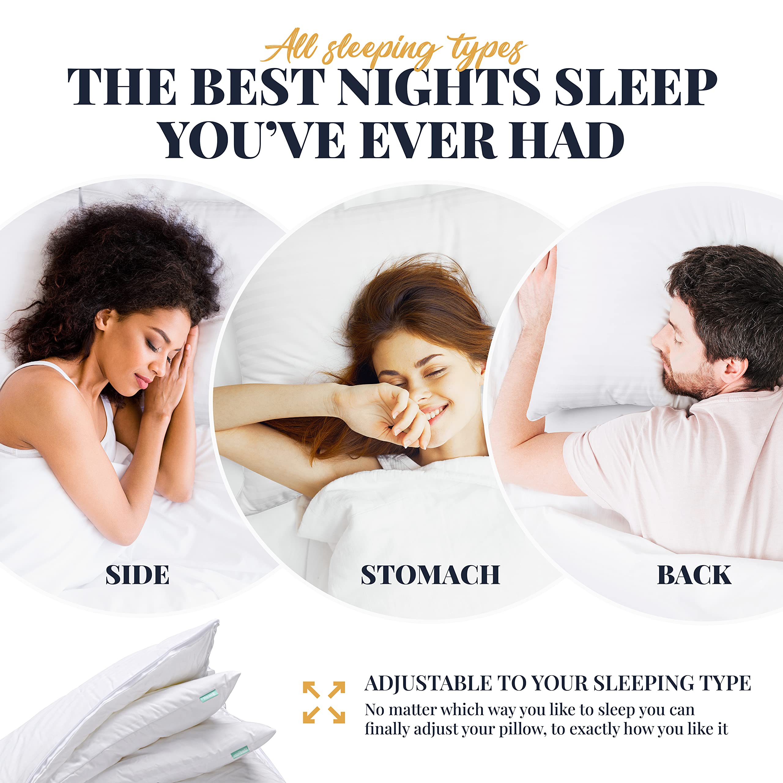 EverSnug Adjustable Layer Pillow Set Cooling Down Alternative White Standard/Queen