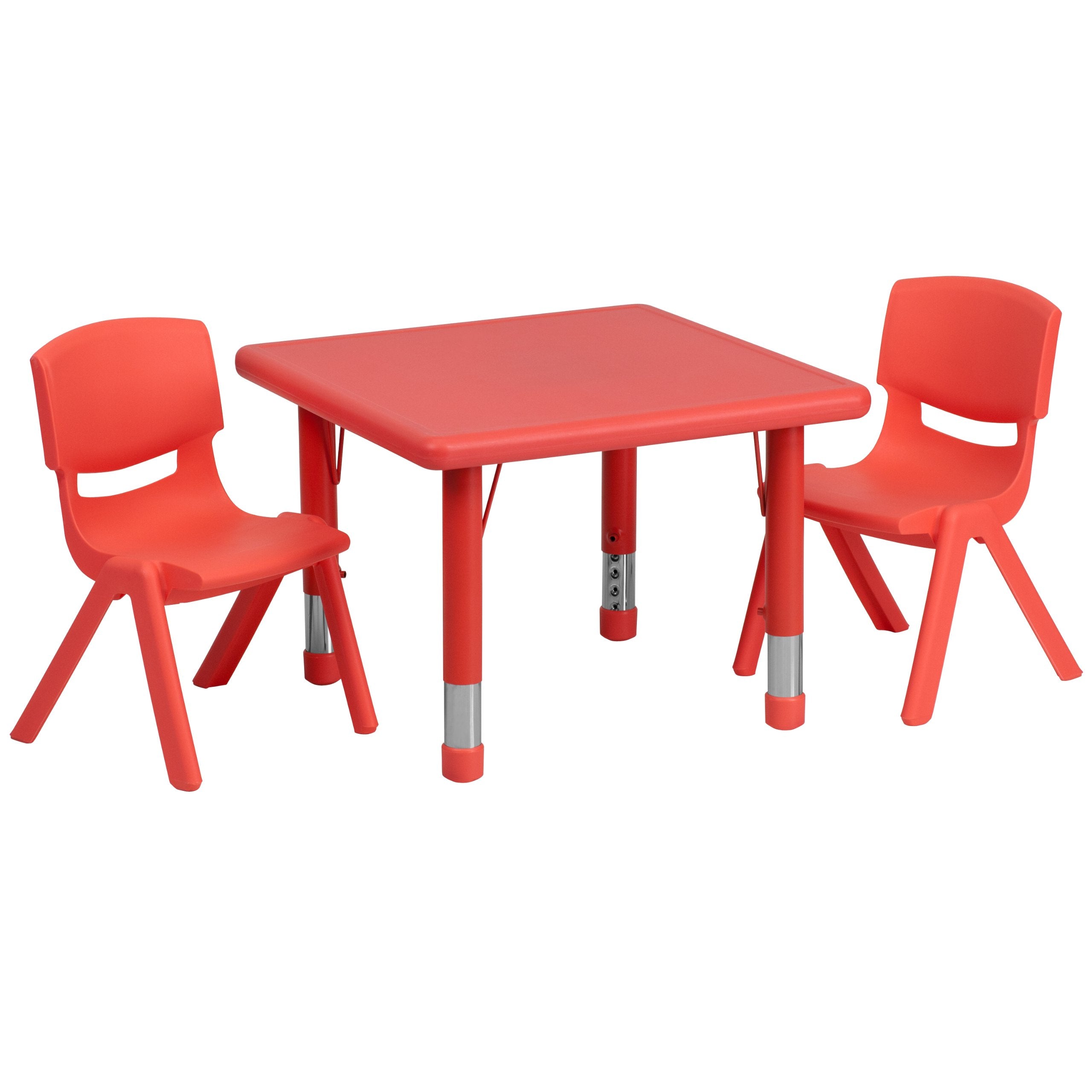 Flash Furniture Square Activity Table Set, 24"W x 24"D x 14.50" - 23.75"H, Red