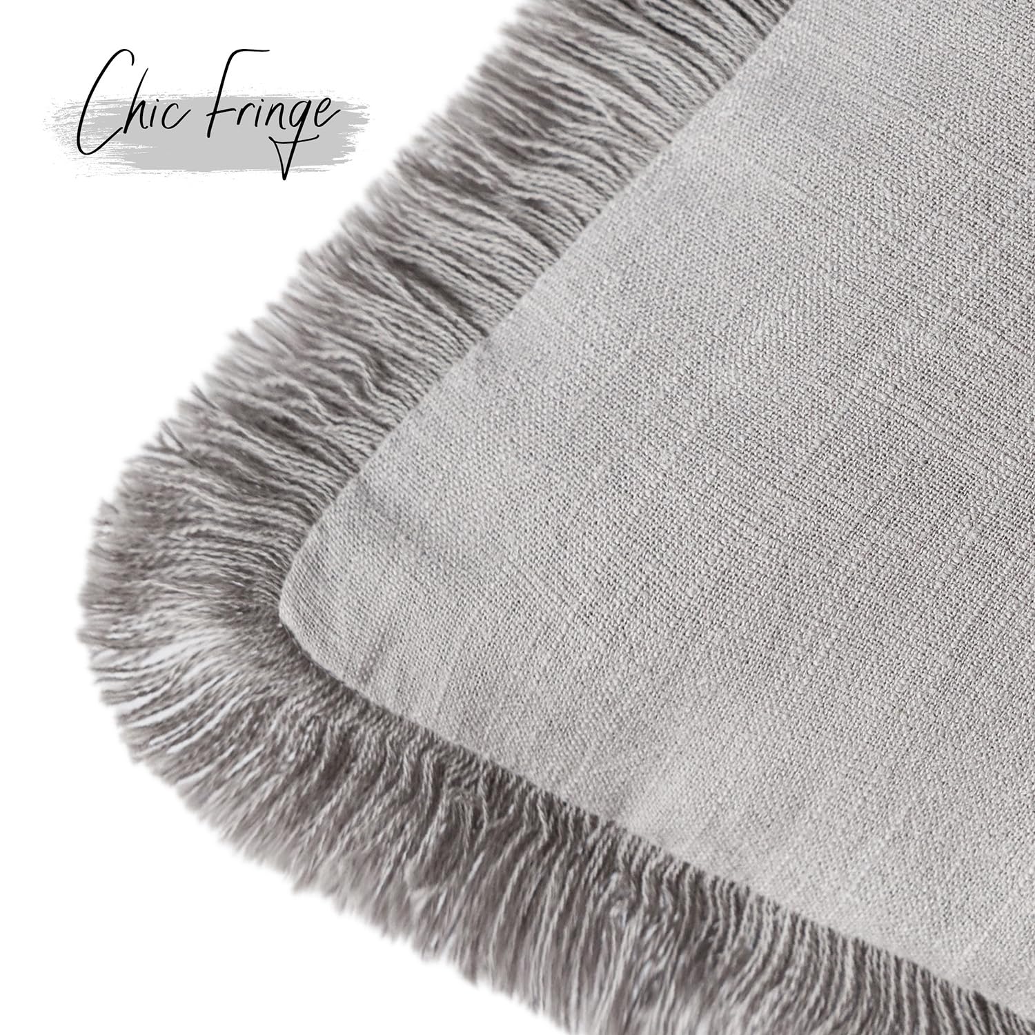 Foindtower Decorative Linen Fringe Throw Pillow Covers Cozy Boho Farmhouse Cushion Cover With Tassels Accent Pillowcase For Chai