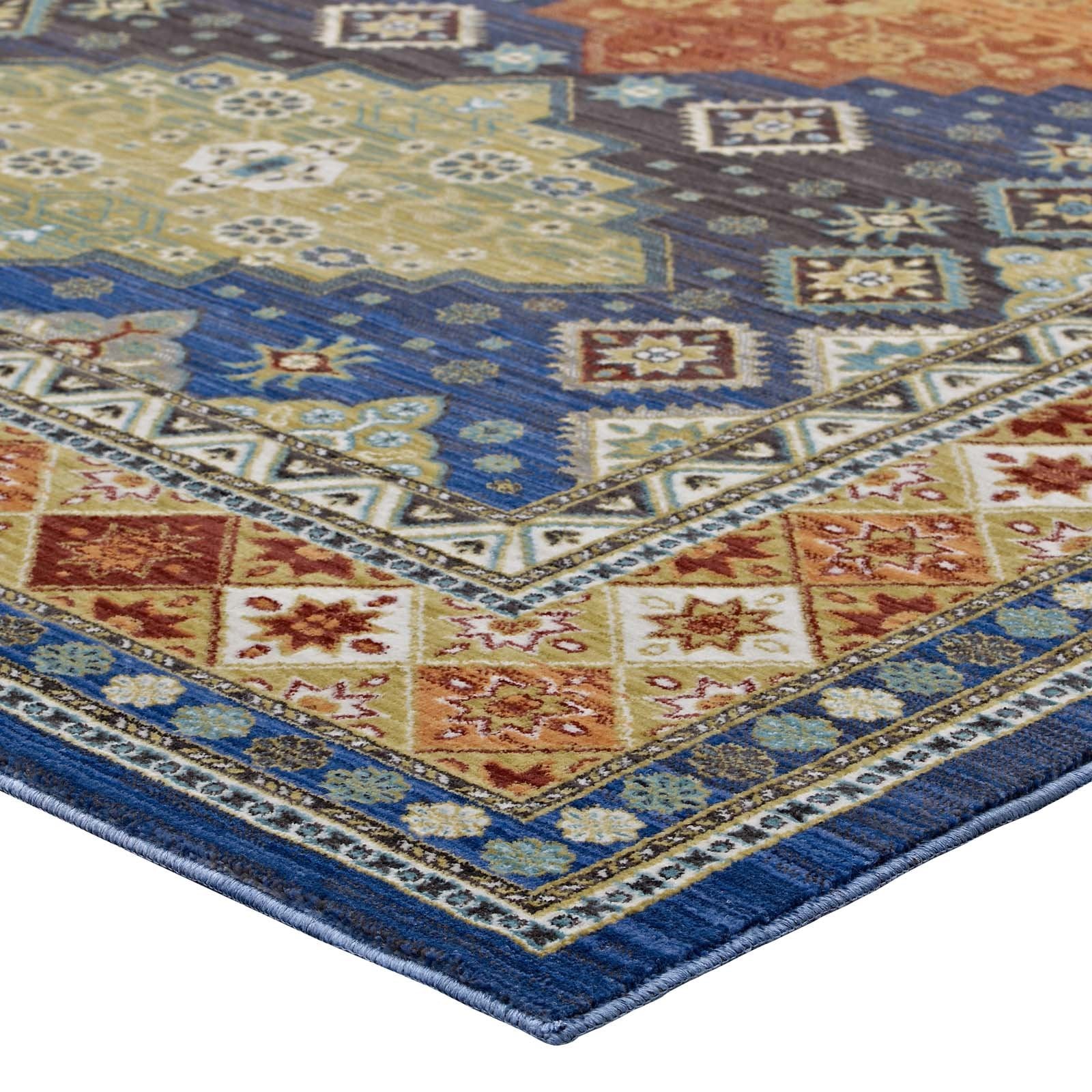 Modway Atzi Distressed Southwestern Diamond Floral Area Rug, 8X10, Multicolored