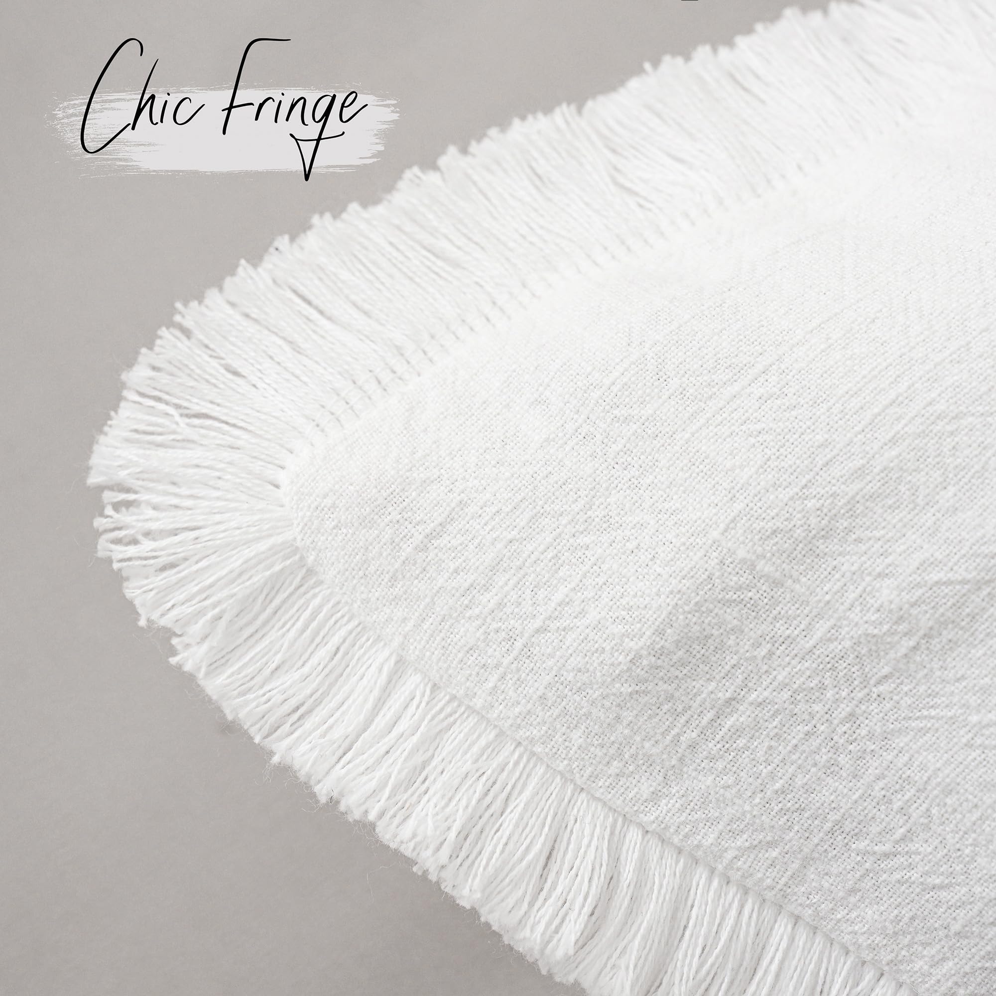 Foindtower Decorative Linen Fringe Throw Pillow Covers Cozy Boho Farmhouse Cushion Cover With Tassel Soft Accent Pillowcase For