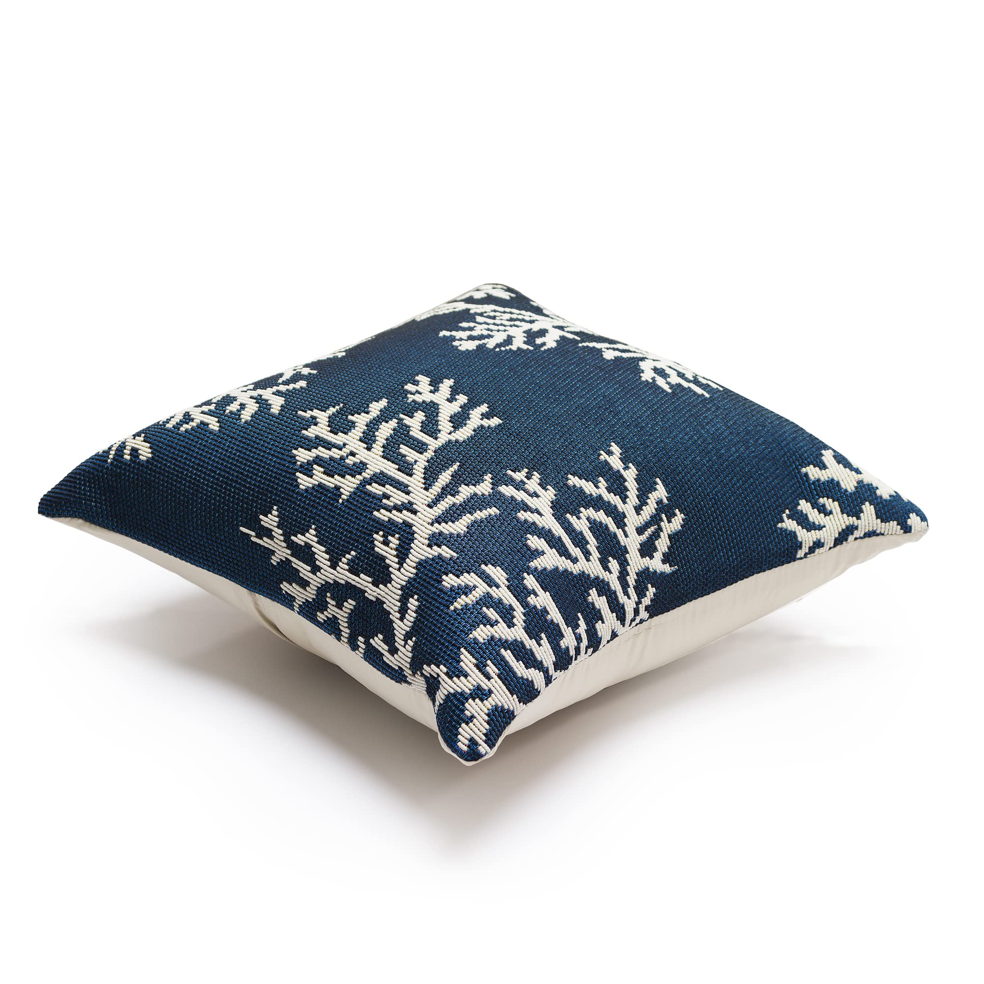 Liora Manne Marina Indoor/Outdoor Power Loomed Easy Care Pillows, 18 X 18-Inch, Coral Edge Navy