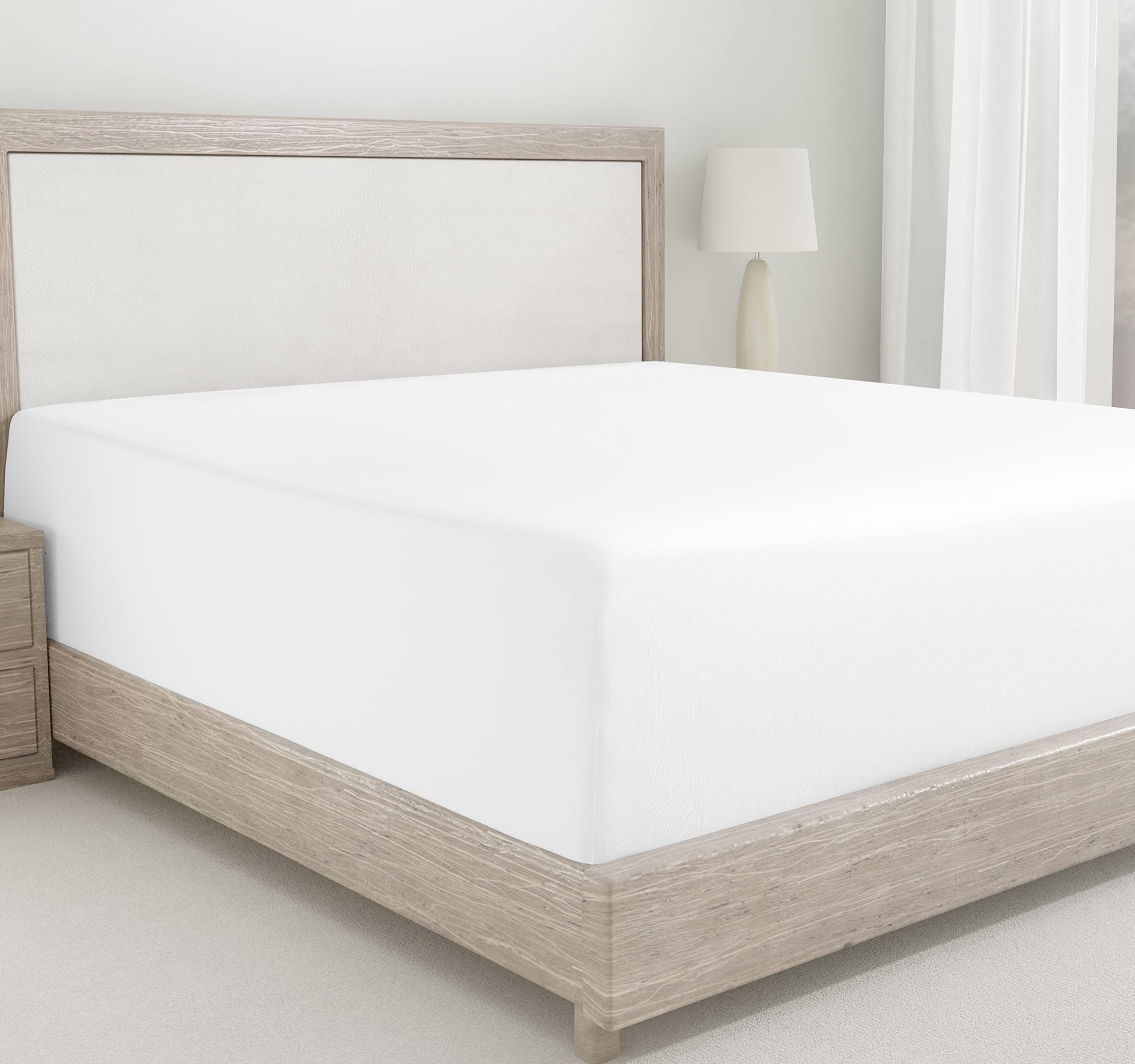 California Design Den White Fitted Sheet Full Size, 100% Cotton 400 Thread Count Sateen, Deep Pocket, Durable, Better Than Egypt